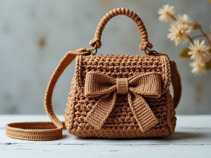 para as fãs de marrom 🤎 #crochemarrom #bolsamarrom #crochetoutfit