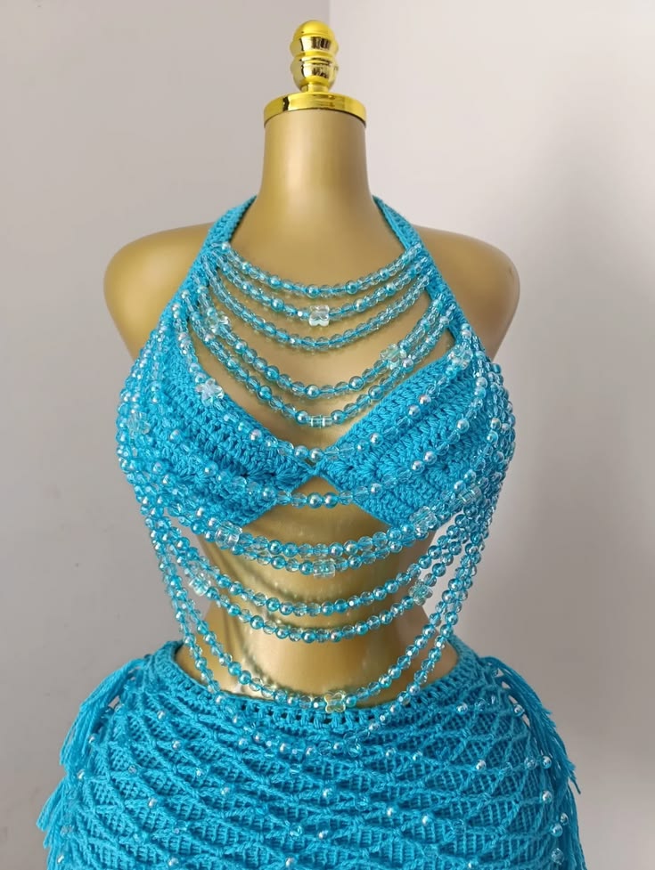 this blue 😩🤗i just want to be a princess on an island somewhere 😂 yarn charity dk 787 electric blue @elle yarns beads @beadsandgems ct #crochedesigner #crochet #beadedtop #elleyarns #saprotex